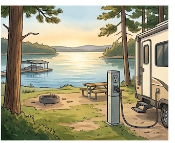 Army Corps of Engineers lakeside campground host site with full electric hookup